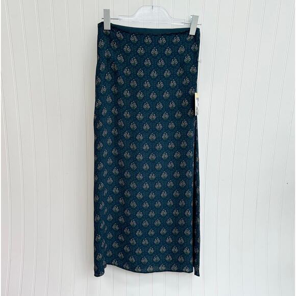 Trovata Birds of Paradis Demi Skirt Coastal Mosaic Green Midi Slip 4 - Picture 3 of 10